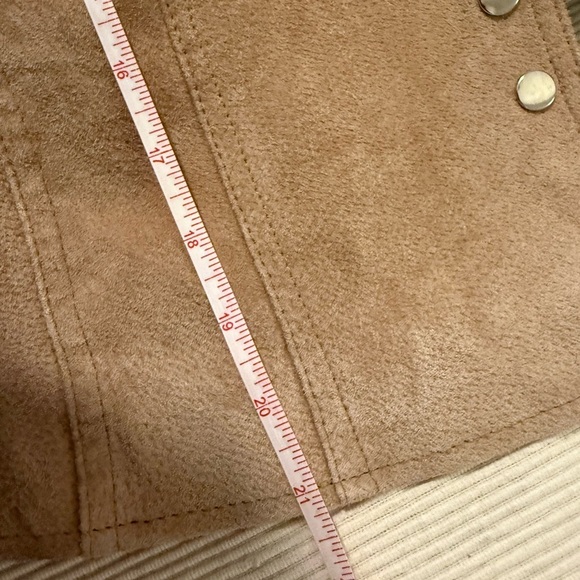 Vintage Y2K Coldwater Creek 100% Leather Jacket Tan Camel Snap Front Size M - Picture 5 of 8